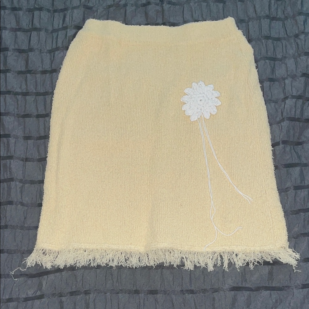 Elegant Cream Skirt with Floral Accent